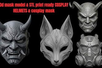 sculpt 3d mask, halloween mask, 3d helmet, cosplay mask 3d armor for 3d printing