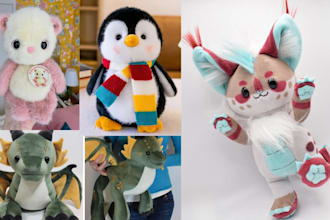 do custom plush toy, amigurumi kwaii plush turn your art into a custom plush toy