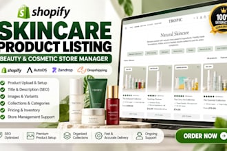 skincare product listing beauty product upload cosmetic shopify store manager