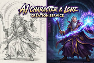 create unique character, sketches, and detailed lore