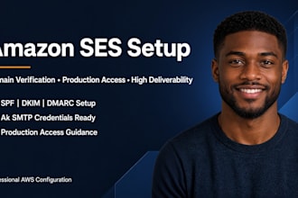 setup amazon ses, verify domain and request production access for deliverability