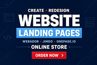 build, fix webador website, landing page edit blog site jimbo onepageio website