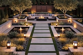 design 3d outdoor landscape and hardscape garden design