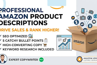 write SEO amazon product descriptions and catchy bullet points