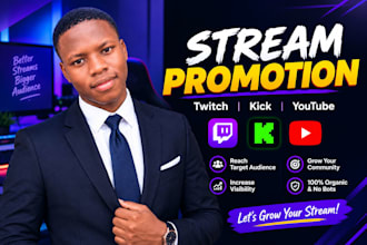 do twitch and kick promotion for live viewers, subs and twitch partner