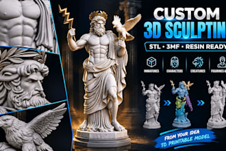 sculpt custom 3d miniatures, resin, 3d characters, stl and 3mf for 3d printing