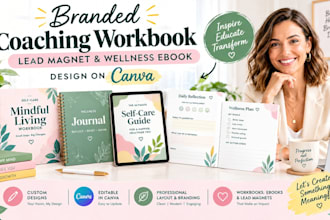 design branded coaching workbook design lead magnet and wellness ebook on canva