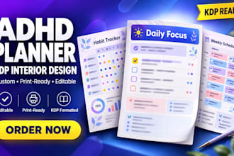 design an adhd planner journal or KDP book interior