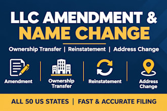 file llc amendment ownership transfer name change reinstatement address change