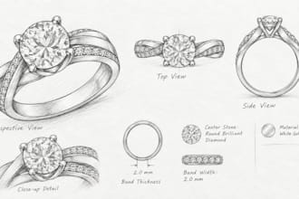 hand draw jewelry sketch ring jewellery pencil sketch custom jewelry cad design