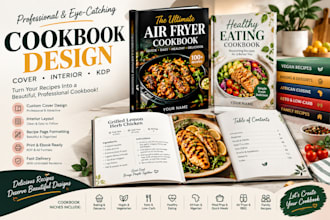 design professional cookbook cover and recipe book interior