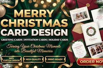 design a merry christmas card, invitation card, or greeting card