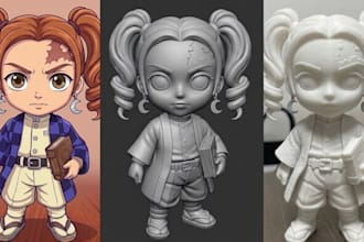 convert 2d to 3d model, image to 3d character, stl file for 3d printing