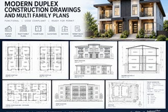 design modern duplex construction drawings and multi family plans