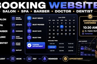 set up salon booking website spa, barber booking website doctor, dentist booking