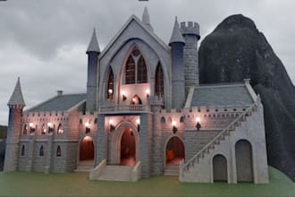 create 3d vrchat map, hangout, concerts map, interactive, castle environment vrc