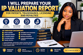 prepare your IP valuation report for patents trademarks licensing and royalties