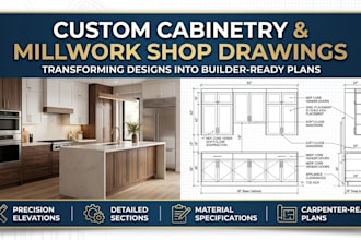 draft precise custom cabinetry and millwork shop drawings for your project