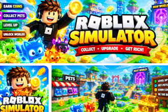 draw a roblox thumbnail game icon, banner, and gfx for your game
