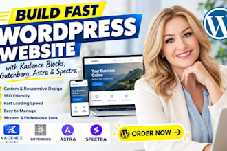 build fast wordpress website with kadence blocks, gutenberg, astra and spectra