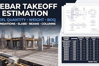 do detailed rebar takeoff, steel quantity estimation and cost estimation