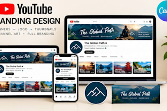 design youtube banners, channel art, you tube branding setup, logo thumbnails
