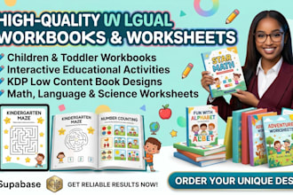 create children workbook, interactive educational workbook, worksheet, KDP book