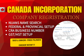 do canada company registration federal provincial incorporation gst hst