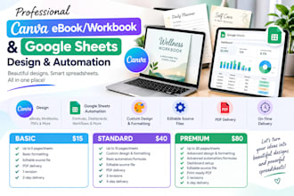 create google sheets automation and design canva ebooks workbooks and pdfs