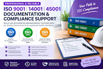 prepare iso 9001 14001 45001 22000 documentation and ims compliance
