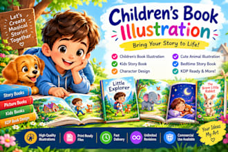 illustrate your children story book with kids book illustrations