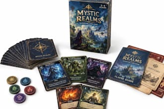 design custom card game card board game, card illustration and box mockup