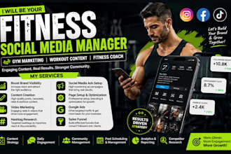 be your fitness social media manager gym marketing workout content fitness coach