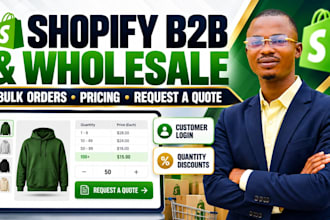 set up shopify b2b wholesale pricing, bulk orders and request a quote