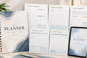 design custom planner, journal, workbook and digital planning template