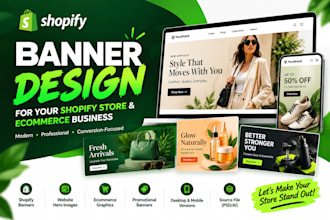 design shopify banners, website hero images and ecommerce graphics