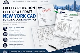 fix city rejection letters and update new york cad building code drawings