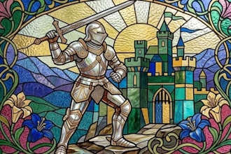 design custom stained glass art mosaic illustration and 2d character
