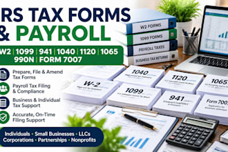 prepare, file, amend w2 forms, payroll taxes, irs tax filing, 1099, 1040, 941