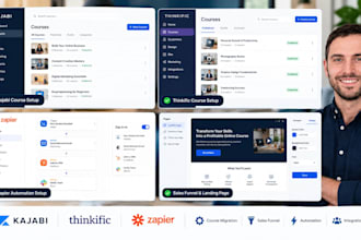 setup kajabi thinkific lms website course sales funnel zapier course automation