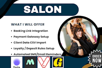 do salon via acuity scheduling vagaro mindbody fresha goldie timely pabau phores