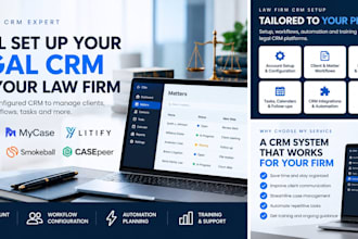 set up clio mycase litify filevine CRM for law firms