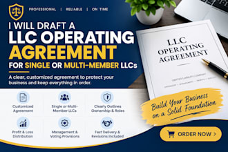 draft a professional llc operating agreement for single or multi member llc