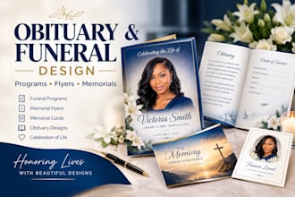 design obituary funeral program memorial flyer