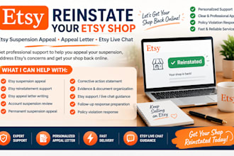 reinstate etsy shop, handle suspension appeal and write etsy appeal letter