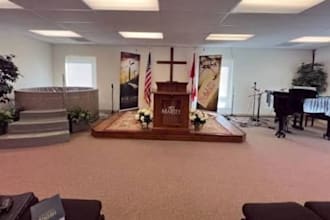 design a modern church sanctuary, altar, and stage