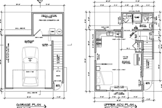 draft adu plans, elevation and construction drawings