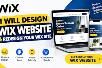 design wix website, wix website redesign, and wix website design