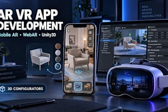 develop VR ar apps, mobile vrar apps, webar and 3d configurators in unity3d