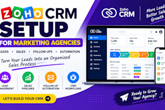 setup zoho CRM for marketing agencies, leads, sales pipeline and automation